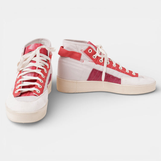 White & Red Hightop trainers Size 10