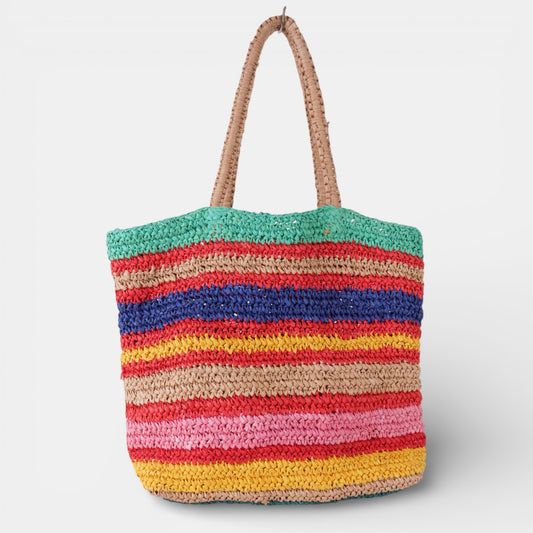 Woven Striped Tote Bag