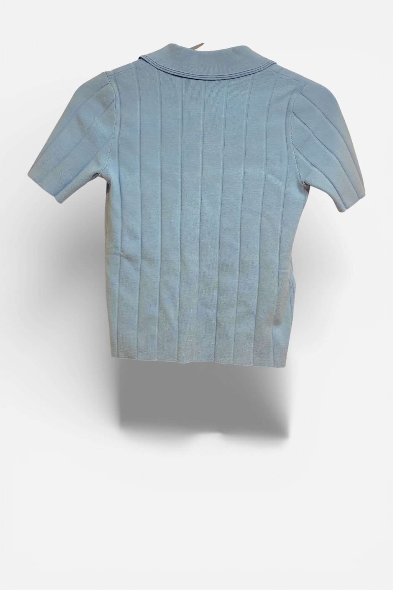 Womens Mango Blue Knit cropped Polo top Size Extra Small