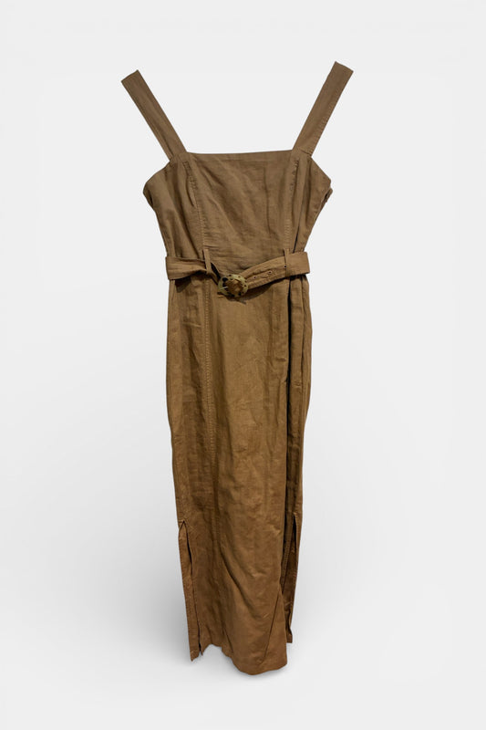 Womens Brown Zara Linen Dress Size Small