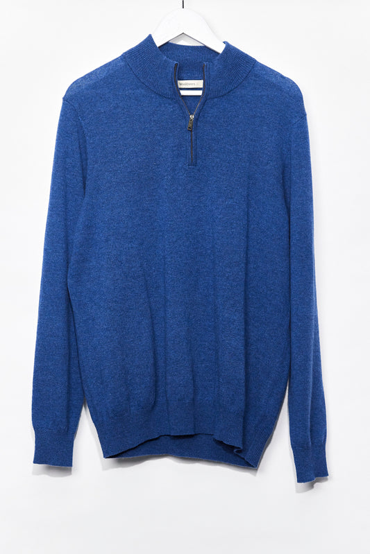 Mens Woolovers Blue Zip neck Jumper size Large