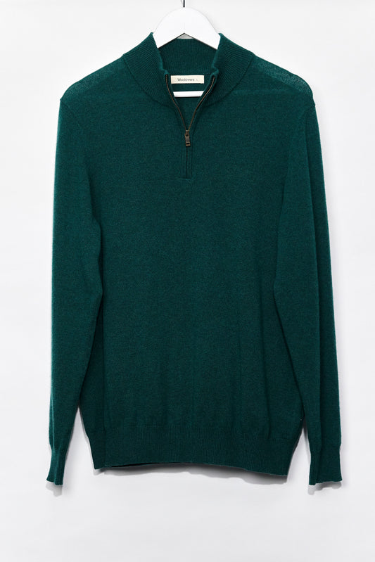 Mens Dark Green Woolovers Zip neck Jumper size Large