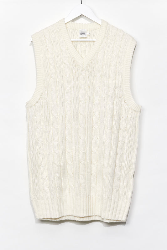 Mens Cream Knitted Cricket Vest size Large