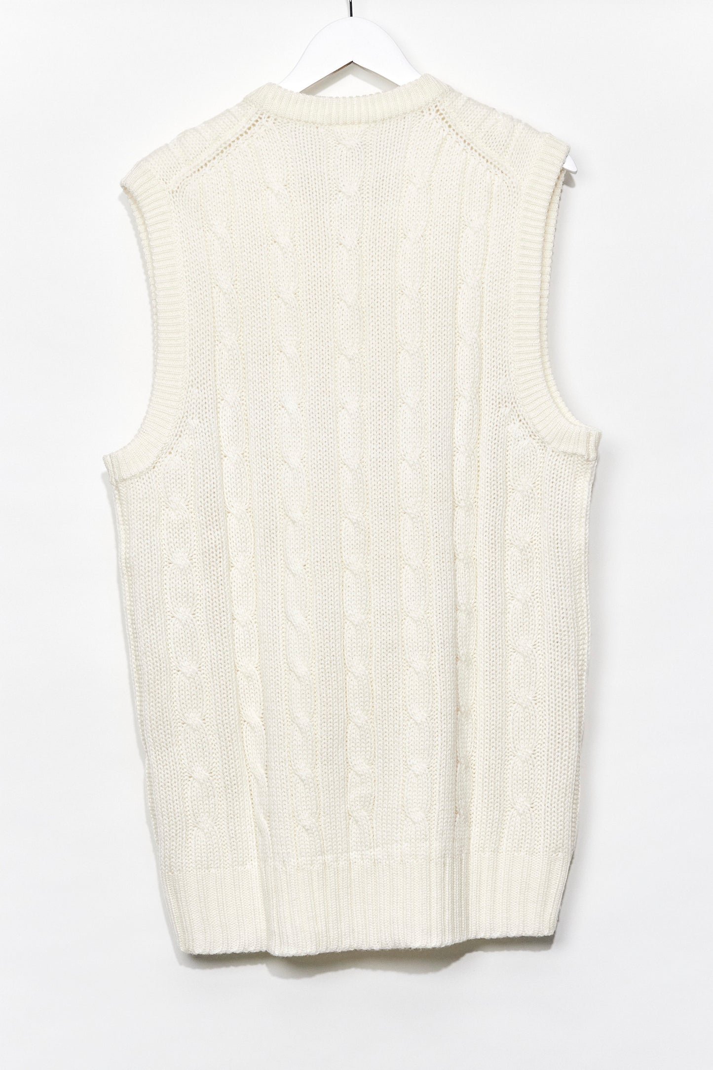 Mens Cream Knitted Cricket Vest size Large