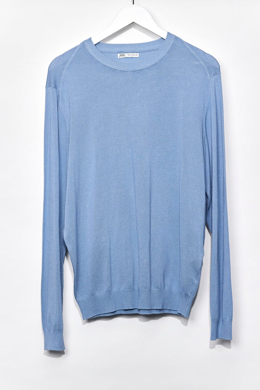 Mens Zara Blue Fine Knit Jumper size Medium
