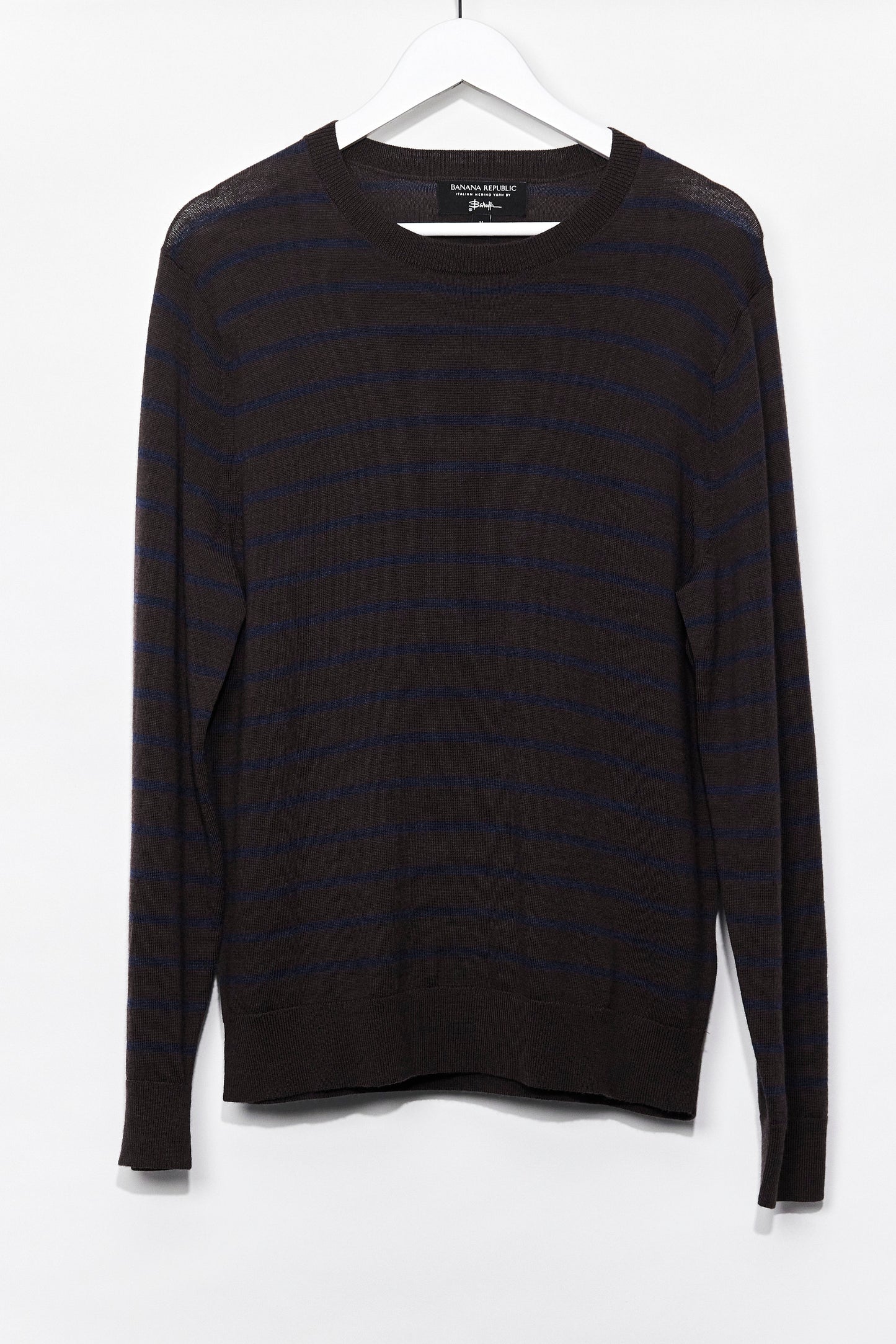 Mens Banana Republic Brown stripe Crew Neck Jumper size Medium