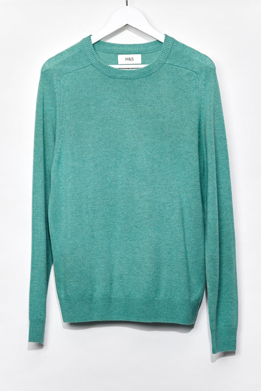 Mens M&S Green Fine Knit Jumper size Medium