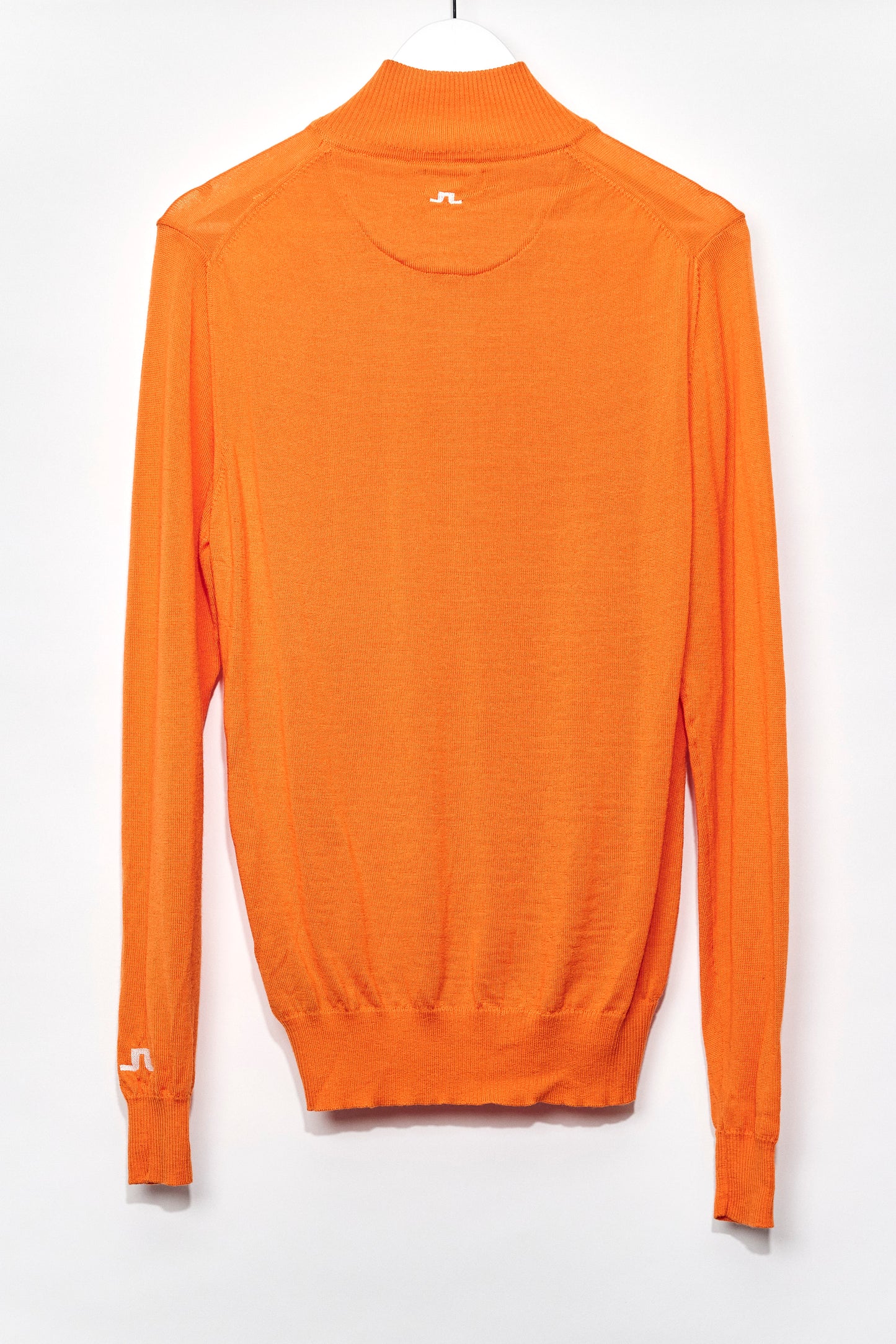 Mens Orange Knitted Golf Jumper with Zip Neck size Medium