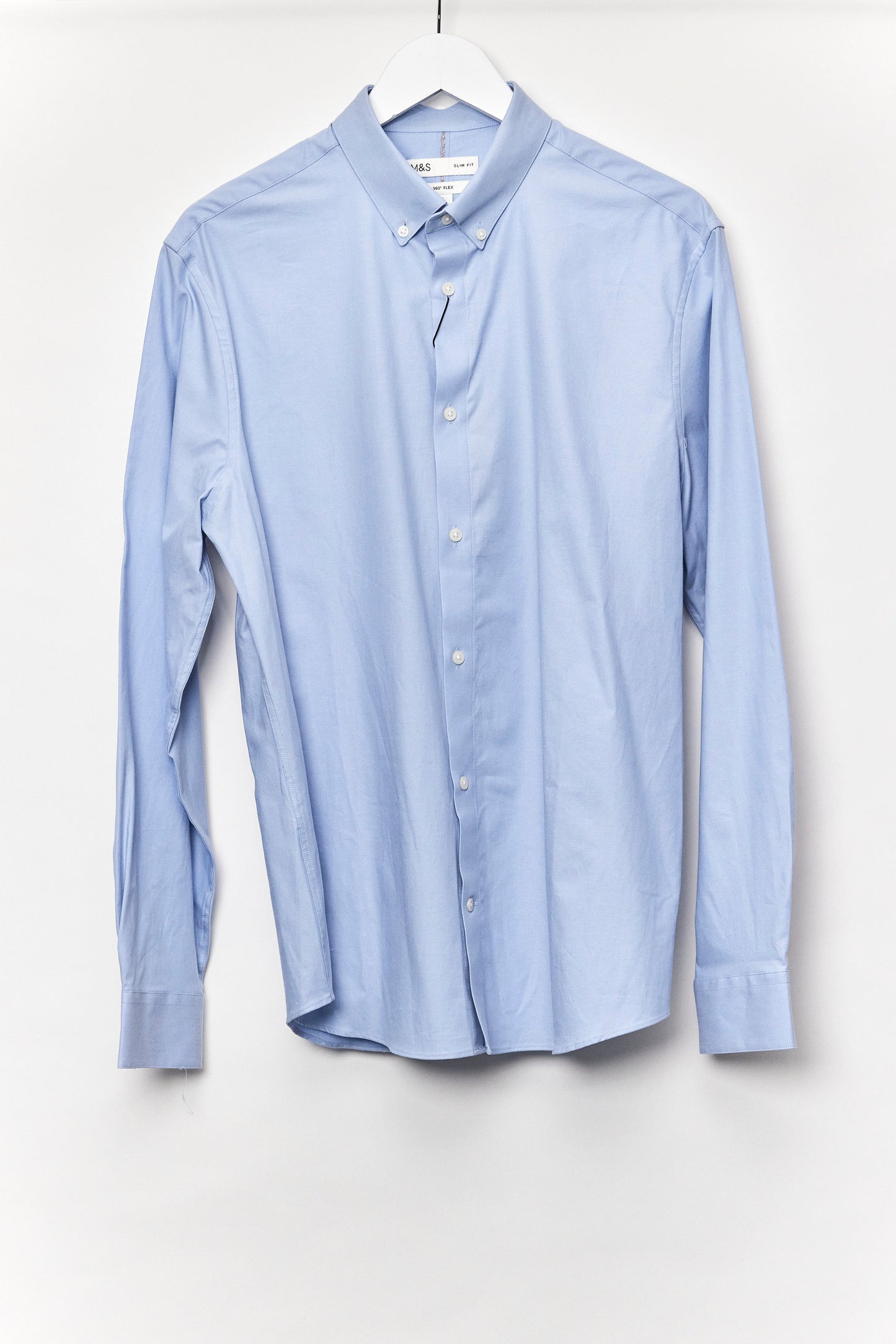 Mens M&S Blue Oxford slim fit shirt size large