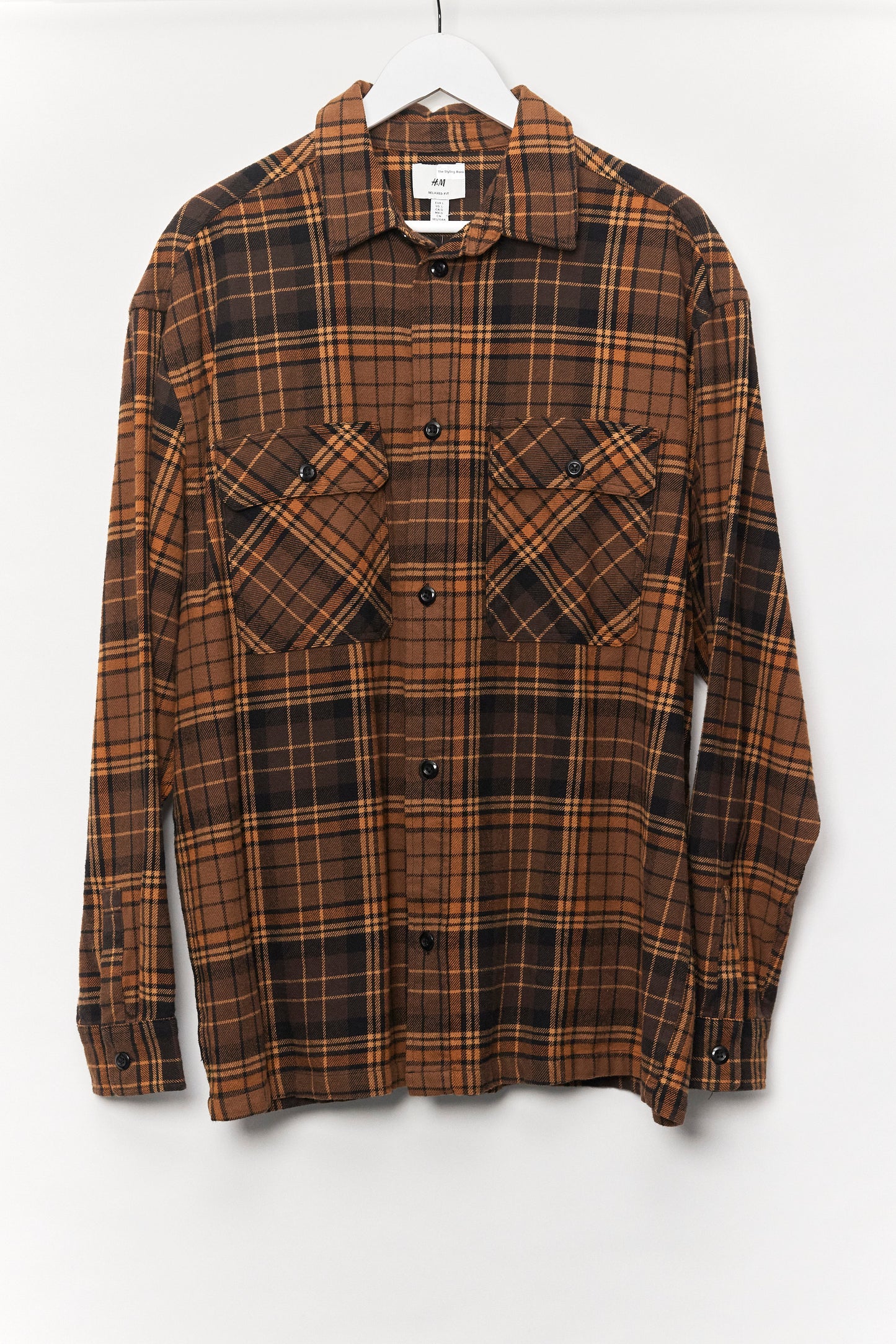 Mens H&M Brown Check Over shirt size Large