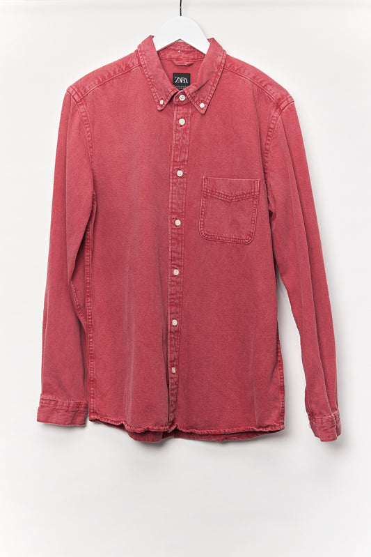 Mens Zara Red Oxford shirt Size Medium