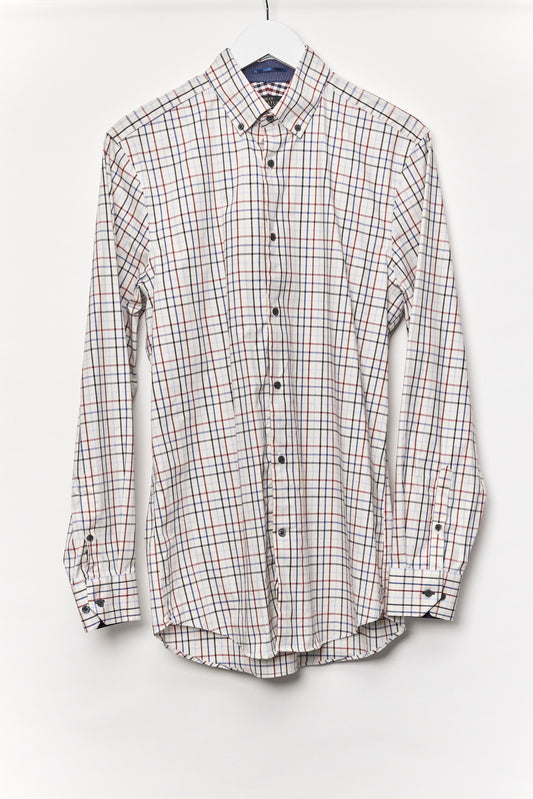 Mens Next White Checked Oxford Shirt Size Medium