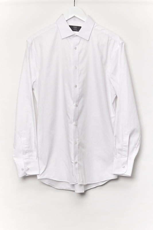 Mens M&S White Regular fit Shirt Size Medium