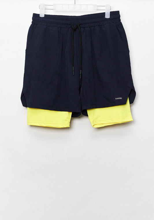 Mens Dandiki 2 Layer Yellow and Navy Sport Short size Medium