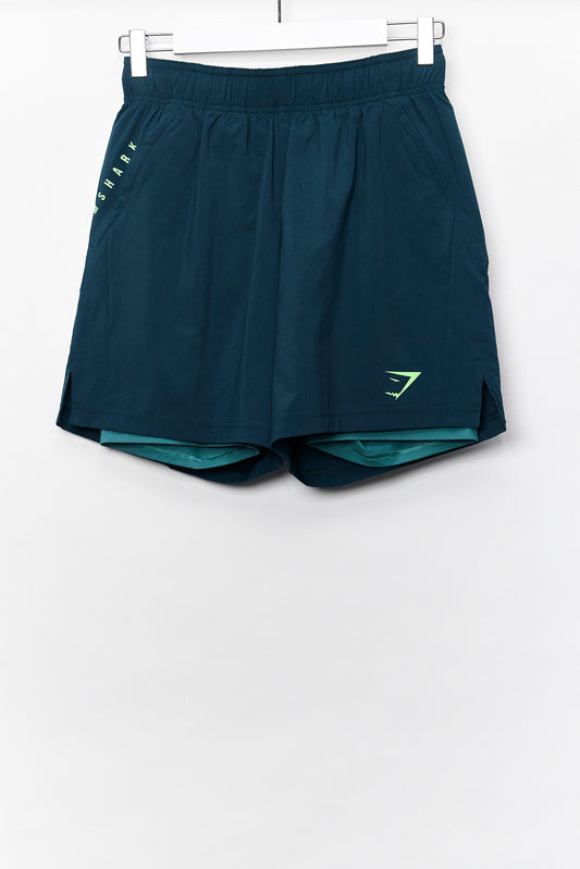 Mens Gymshark Green 2 Layer Sport Short size Small