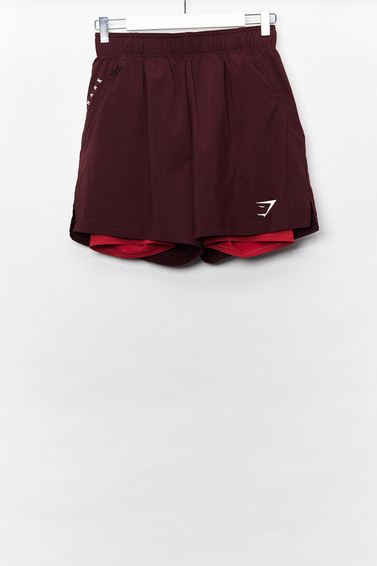 Mens Red Gymshark 2 layer Sport short Size Small