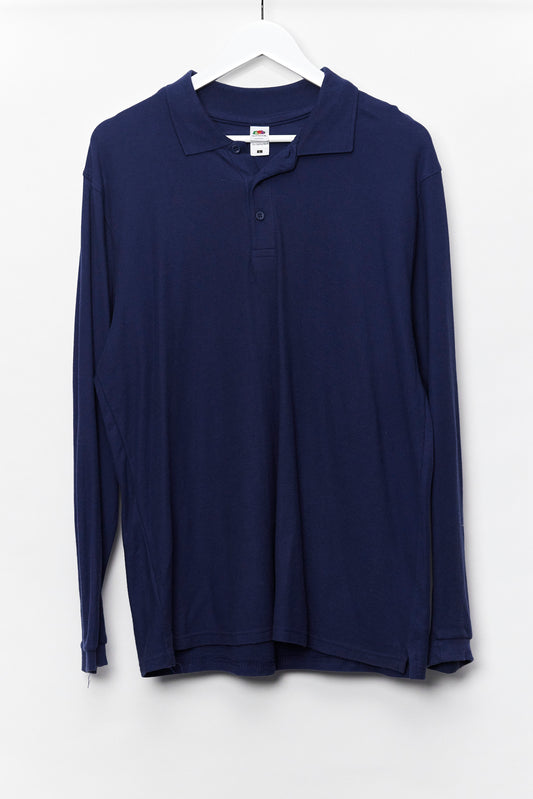 Mens Fruit of the Loom Navy Polo Shirt Size Large