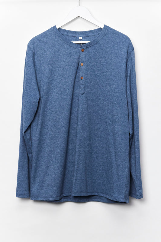 Mens Blue Grandad T-shirt Size Large