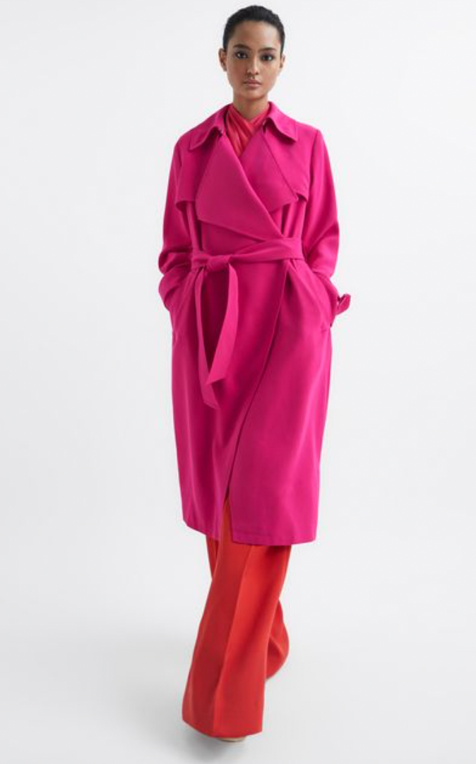 Womens Pink Reiss trench coat size 8