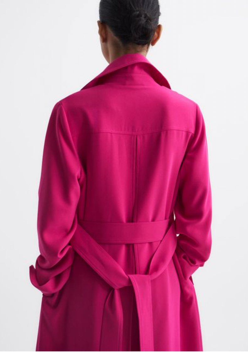Womens Pink Reiss trench coat size 8