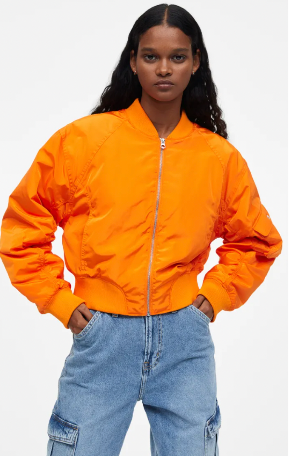 Womens H&M Orange bomber jacket size small