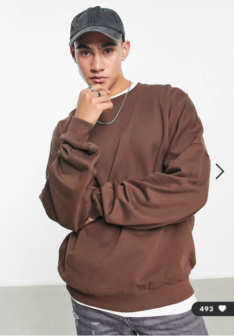 Mens ASOS Oversized Brown Sweatshirt size Medium