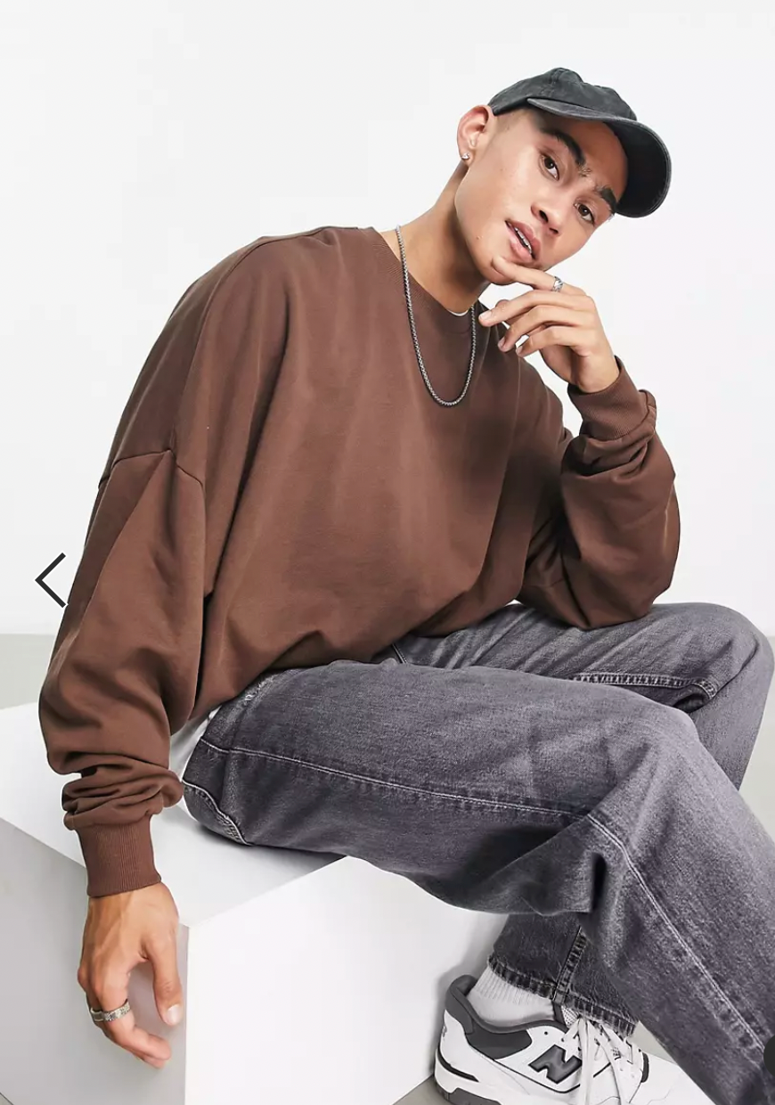 Mens ASOS Oversized Brown Sweatshirt size Medium