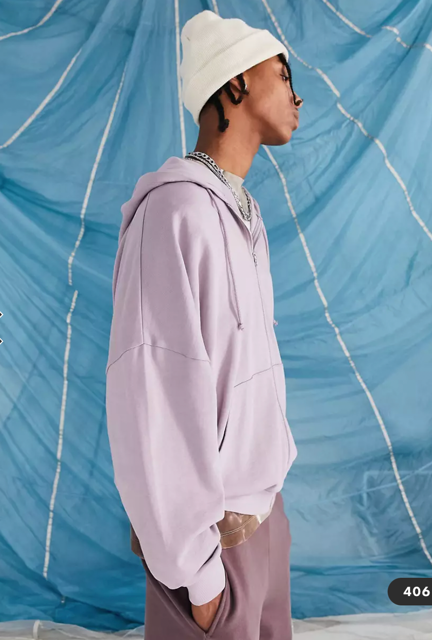 Mens ASOS Oversized Purple Zip up Hoodie size Small