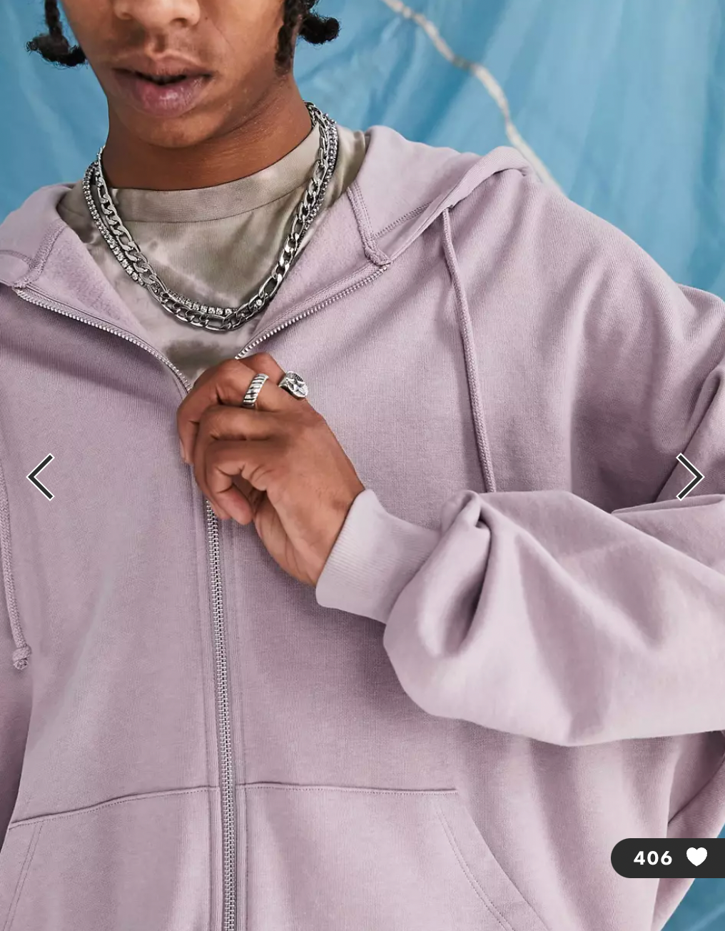 Mens ASOS Oversized Purple Zip up Hoodie size Small