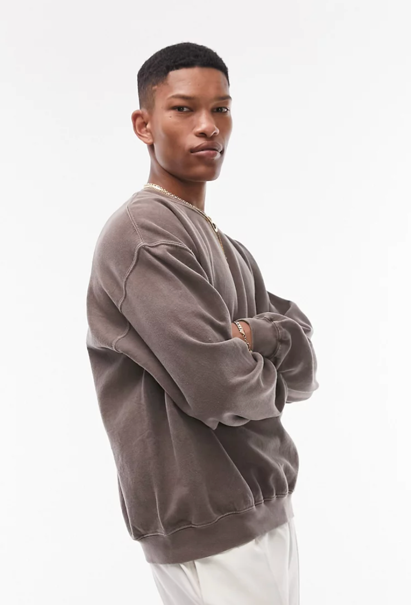 Mens Topman Oversized Brown Sweatshirt size Small