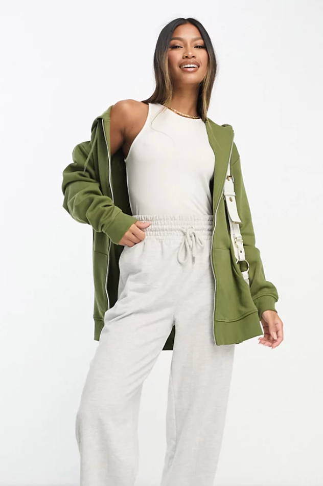Unisex ASOS Green Zip up Hoodie size Extra Small