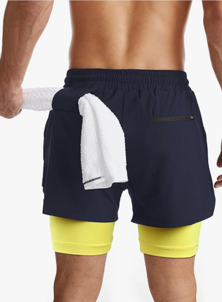 Mens Dandiki 2 Layer Yellow and Navy Sport Short size Medium