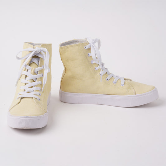 Yellow lace up canvas trainer boot size 38 or 5