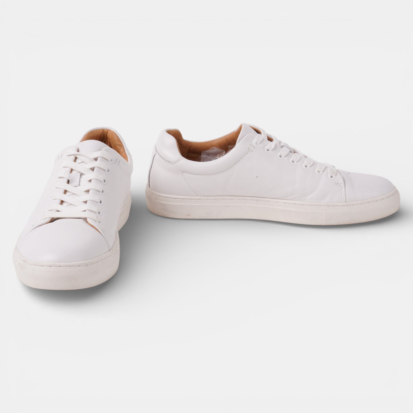 White Leather M&S Lace up trainers Size 9