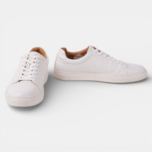 White Leather M&S Lace up trainers Size 9