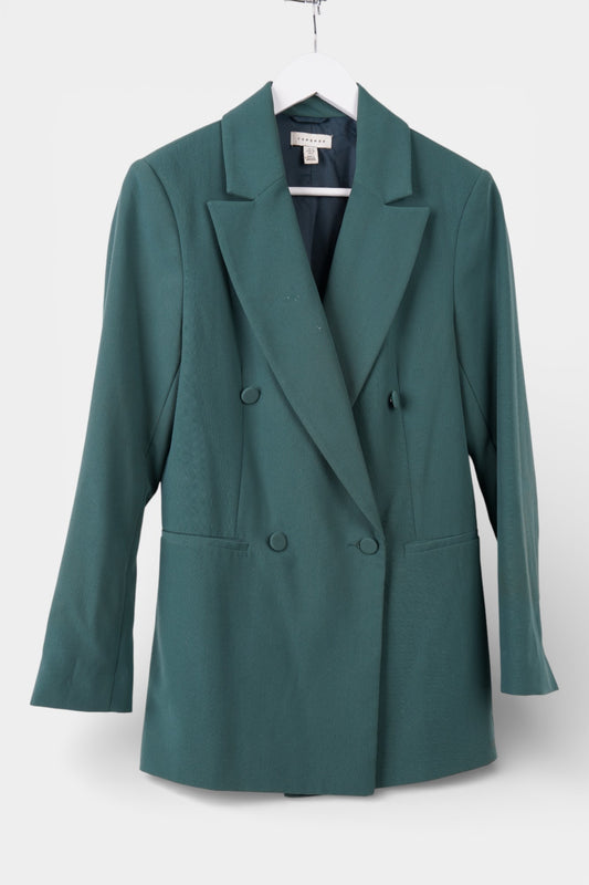 Womens Topshop Green Double Breasted Blazer Size 10