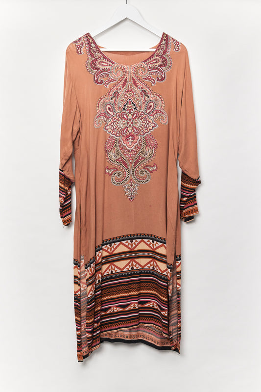 Womens Brown pattern tunic dress size 12