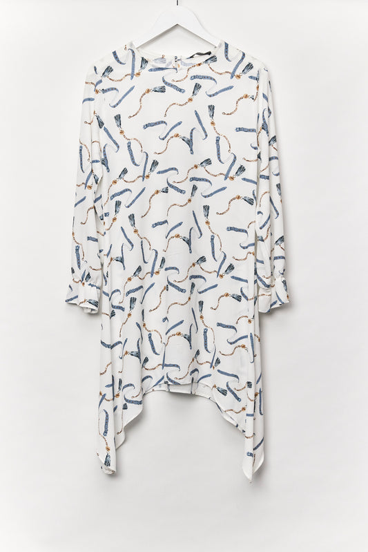 Womens white patterned tunic dress size medium