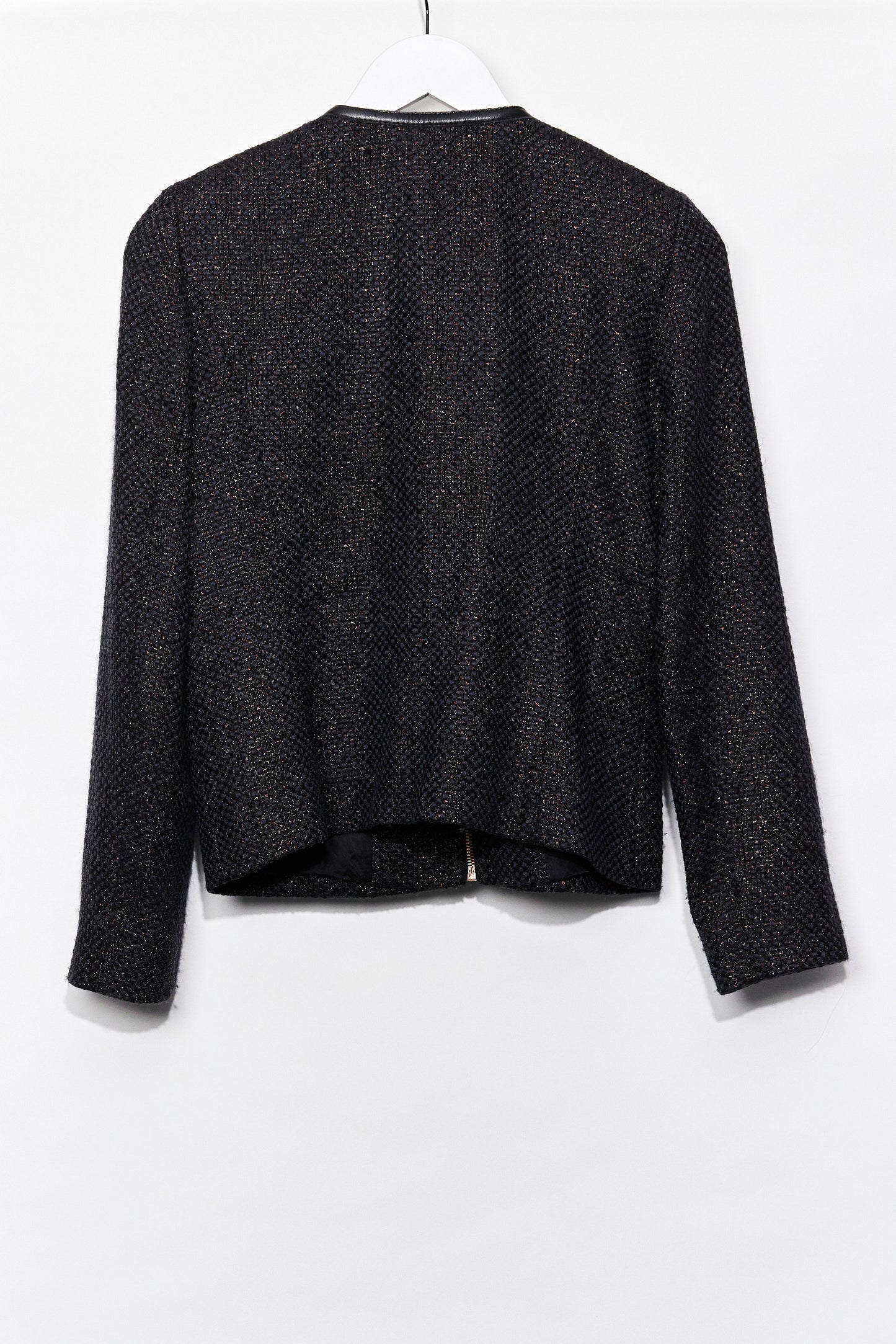 Womens Jaeger metallic knit collarless jacket size 10