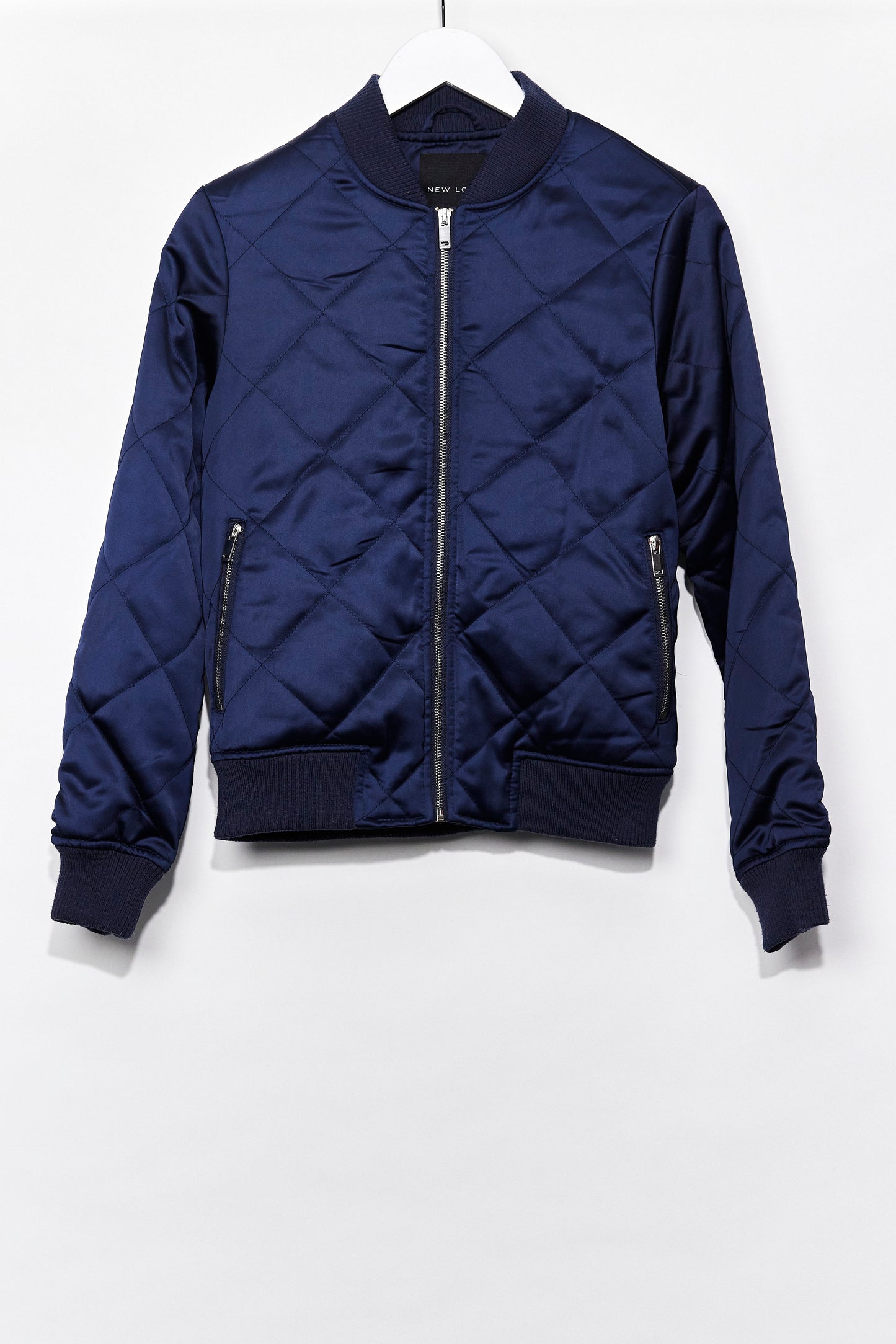 Womens New Look Blue quilted bomber jacket size small