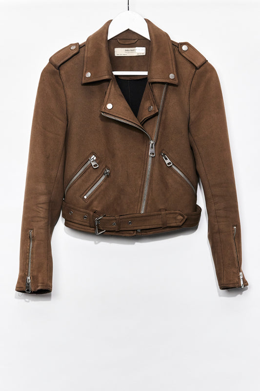 Womens Zara Brown Biker Jacket size small