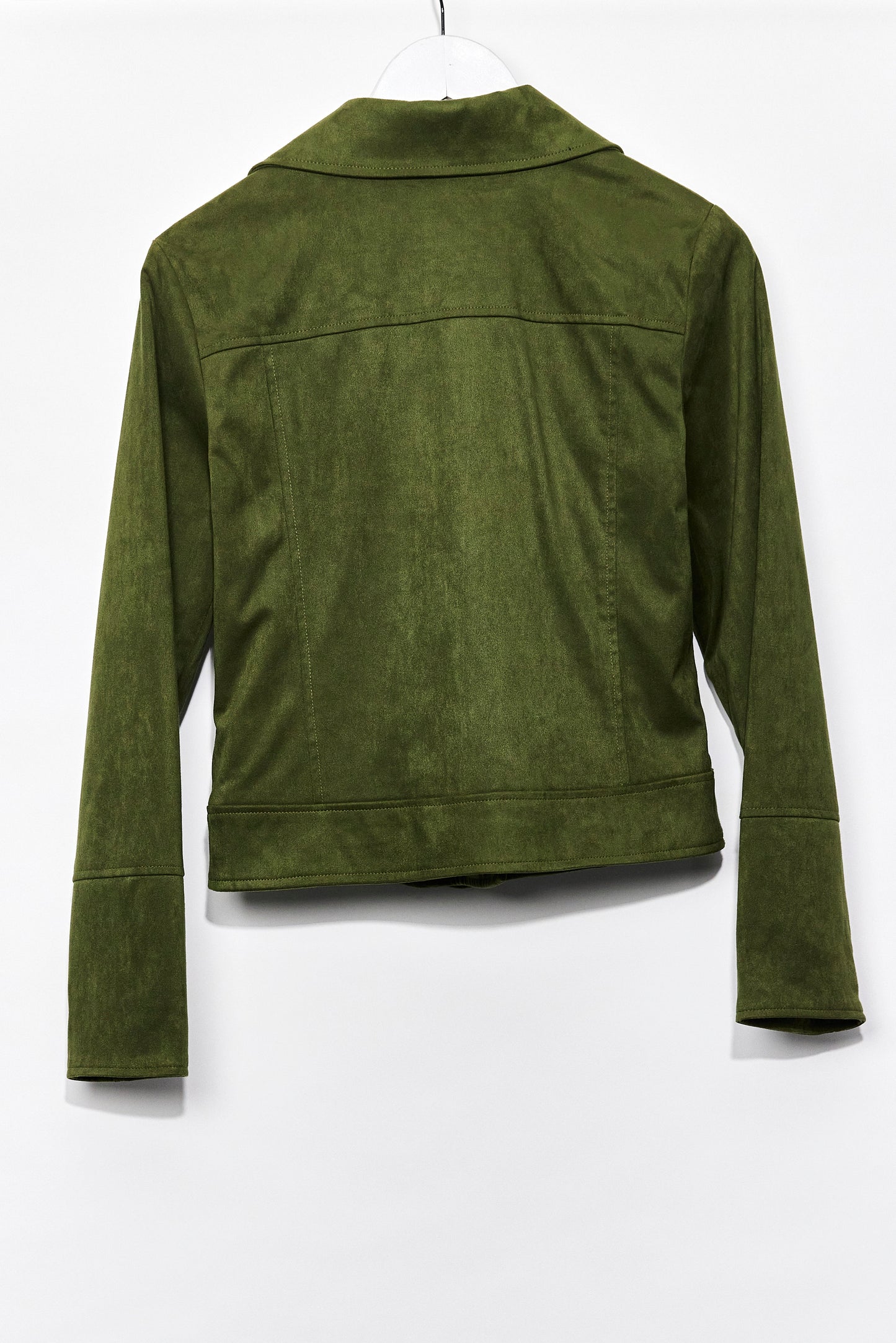 Womens Monsoon Green Suedette Biker Jacket size 10