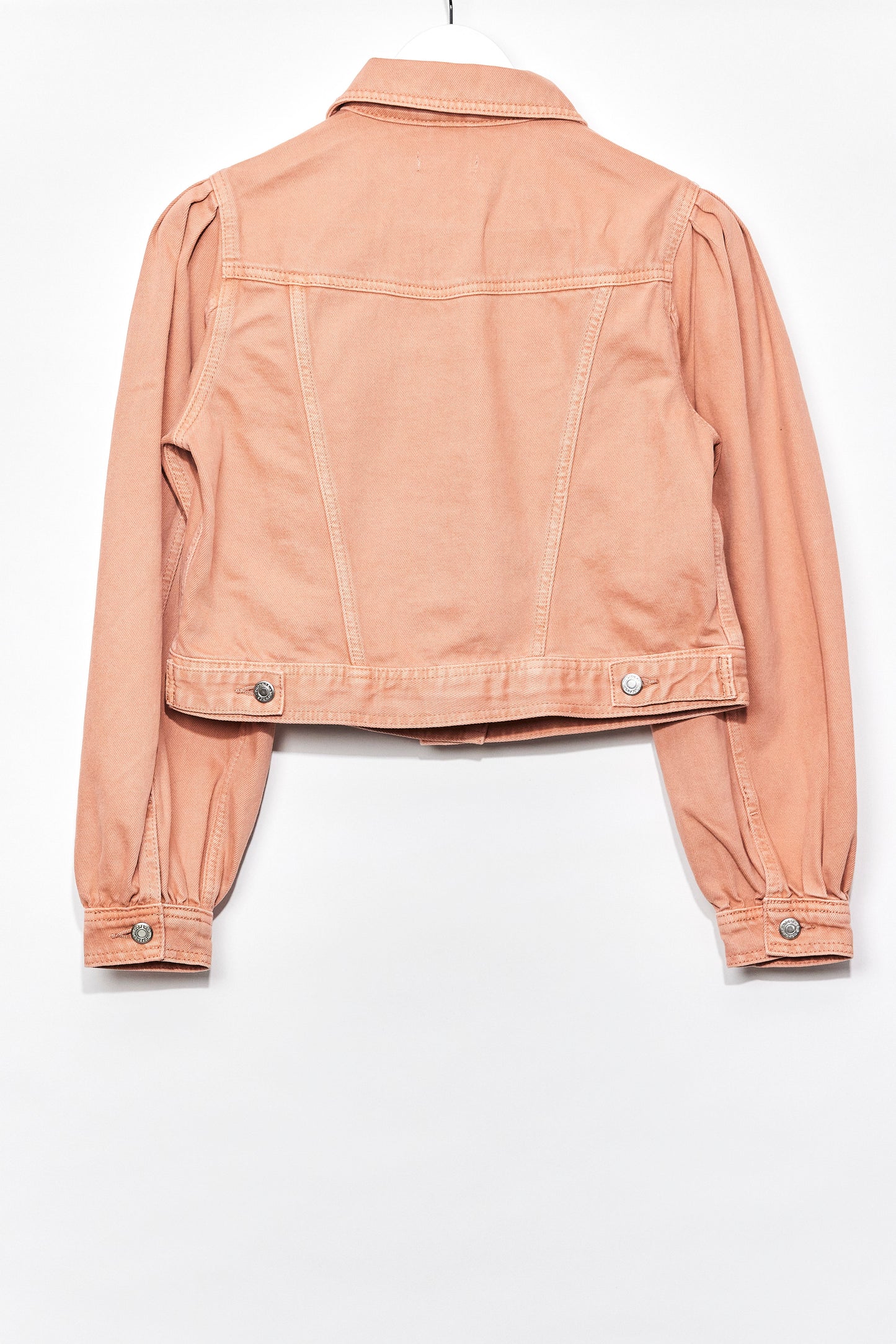 Womens Topshop puff sleeve pink denim jacket size small