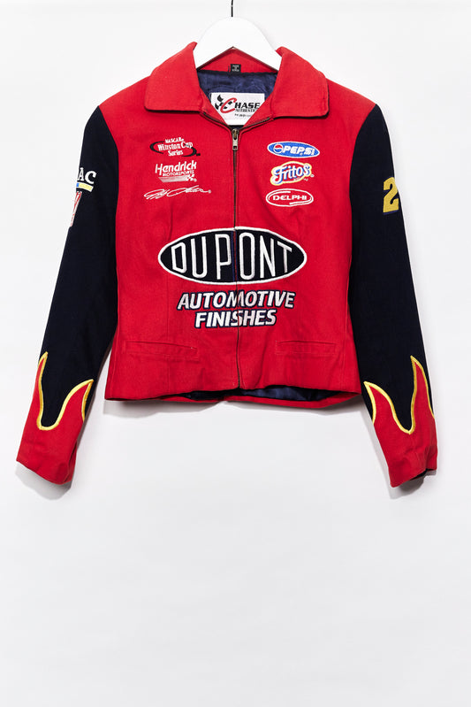 Womens Red & black cropped racing jacket size small