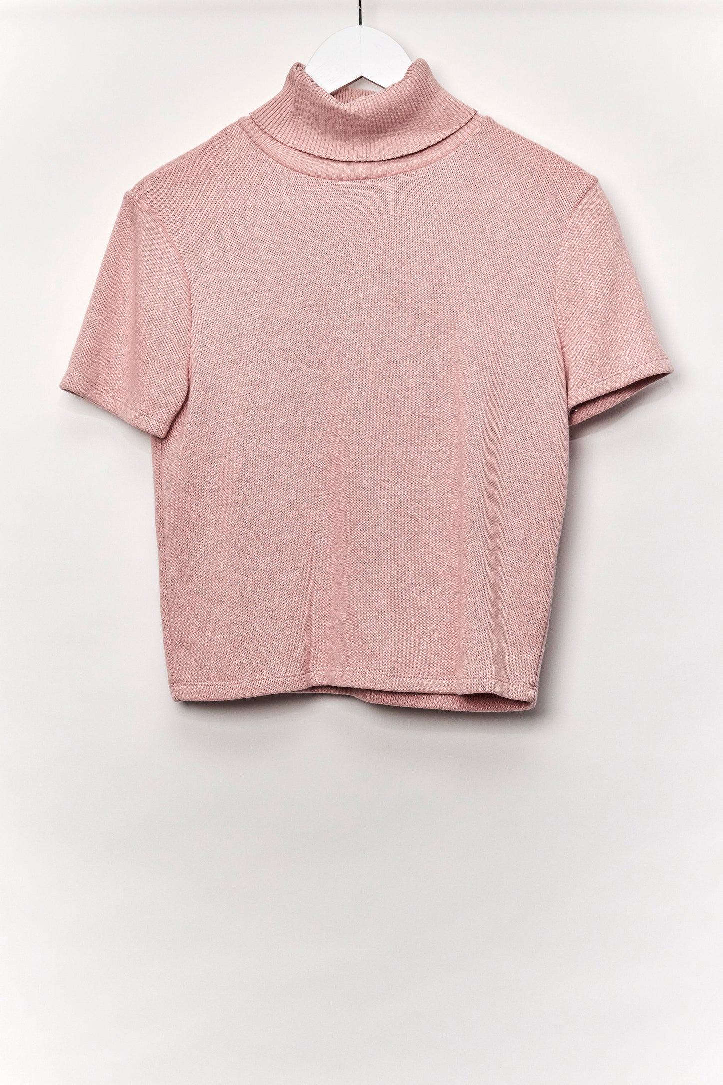 Womens Pink Roll Neck Cropped Jumper Size Medium
