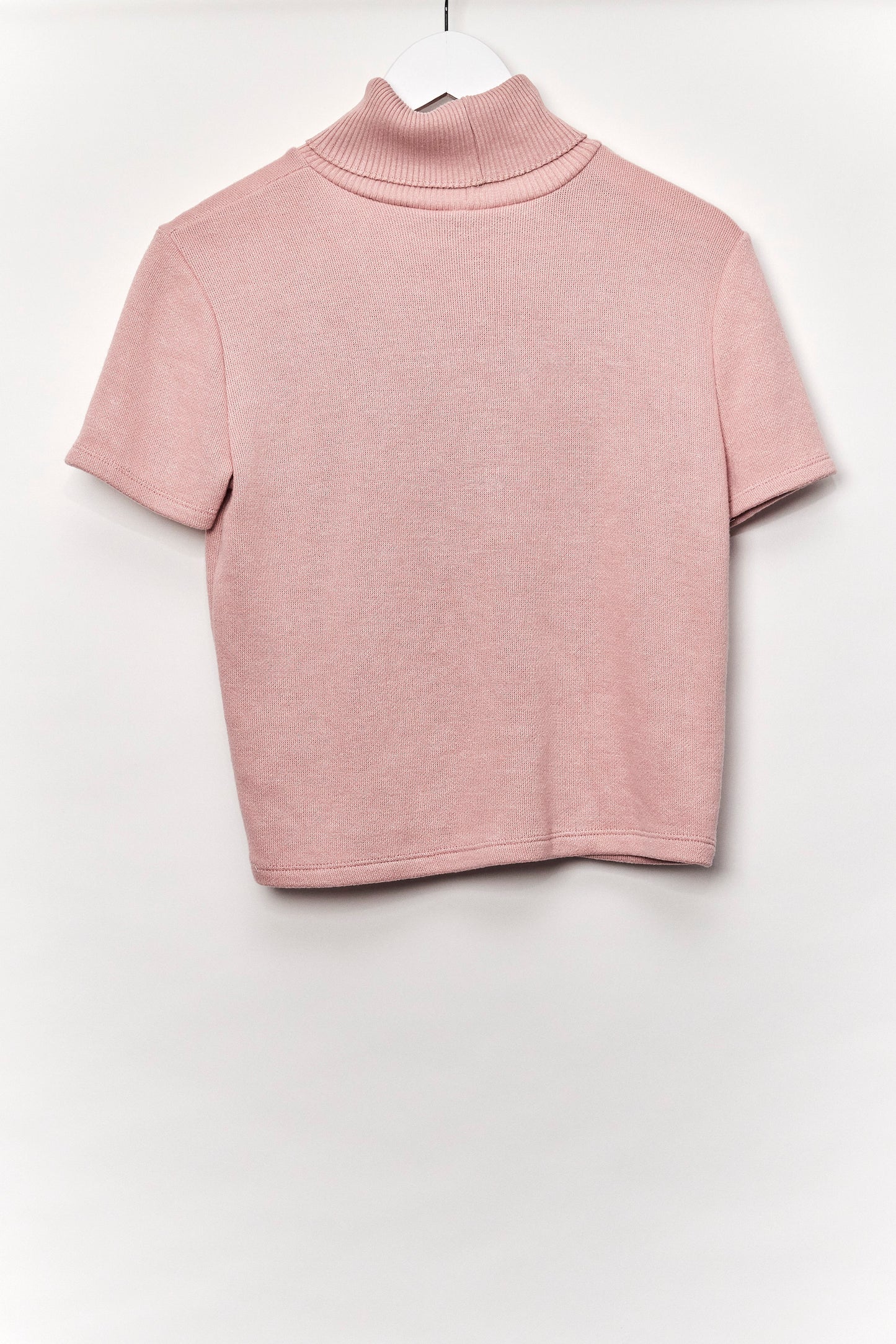 Womens Pink Roll Neck Cropped Jumper Size Medium