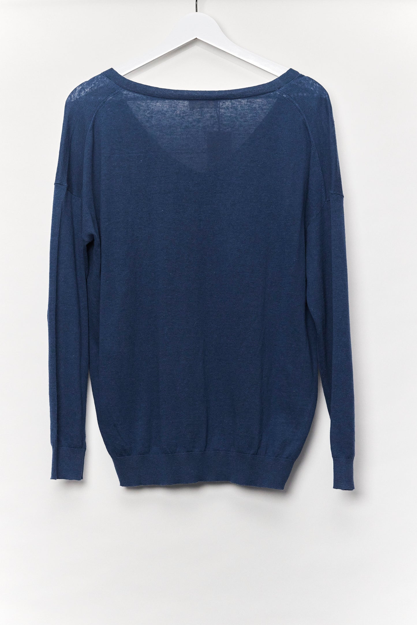 Womens Hush Navy Deep V Neck Sweater Oversized Small