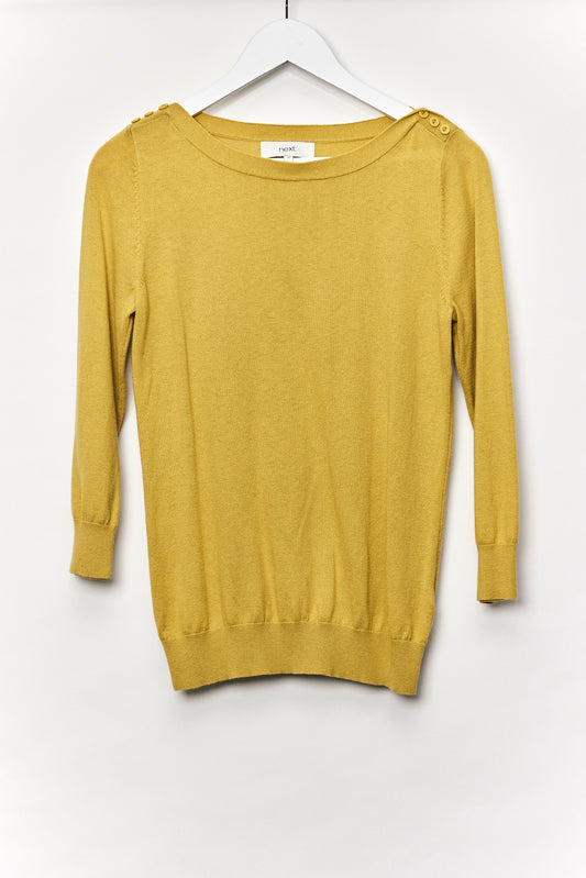 Womens Next Yellow Sweater with 3/4 Sleeve size Small