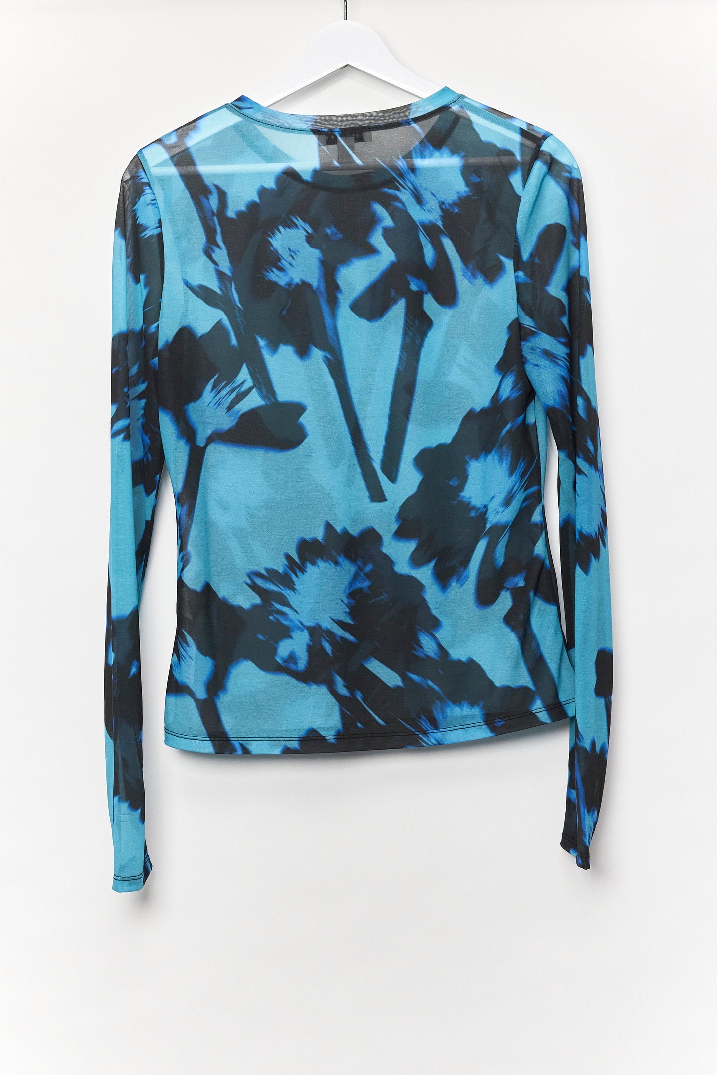 Womens Topshop Blue Pattern mesh top size Small