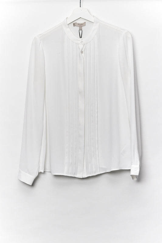 Womens Hobbs White Collarless blouse Size Small